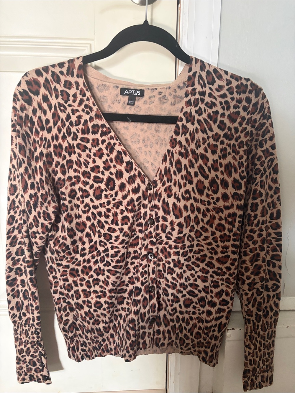 Apt. 9 Leopard-Print V-Neck Cardigan in Pink and Brown